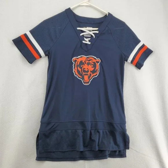Chicago Bears Shirt Women's Laced up V-Neck Short Sleeve NFL Team Apparel Small - Picture 3 of 12